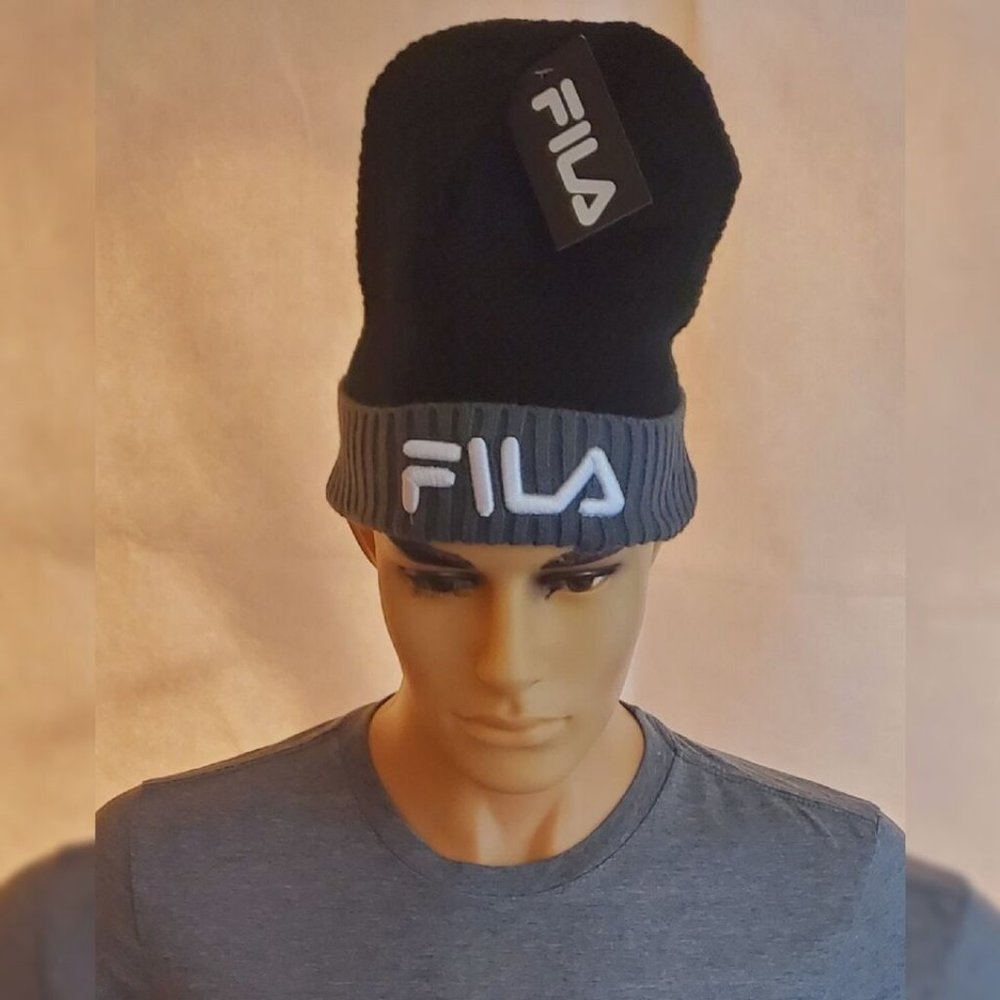 FILA AUTHENTIC BEANIE HATS MEN'S EMBROIDERED LOGO DESIGN MULTICOLOR ONE SIZE